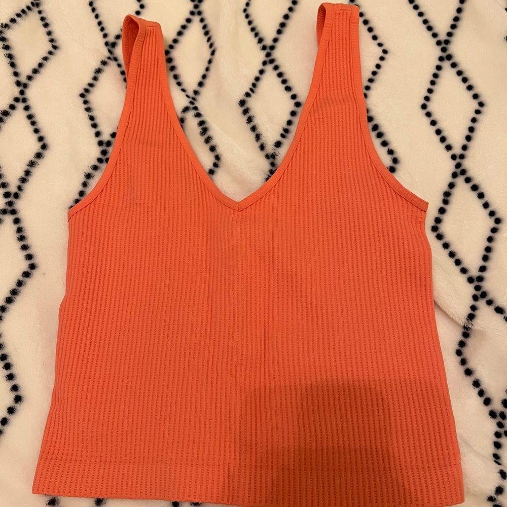 orange v neck niki biki tank top